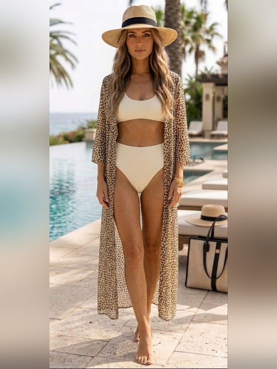 Pink Lily Other - Caitlin M. Covington x Pink Lily Leopard Print Maxi Duster Kimono Size S